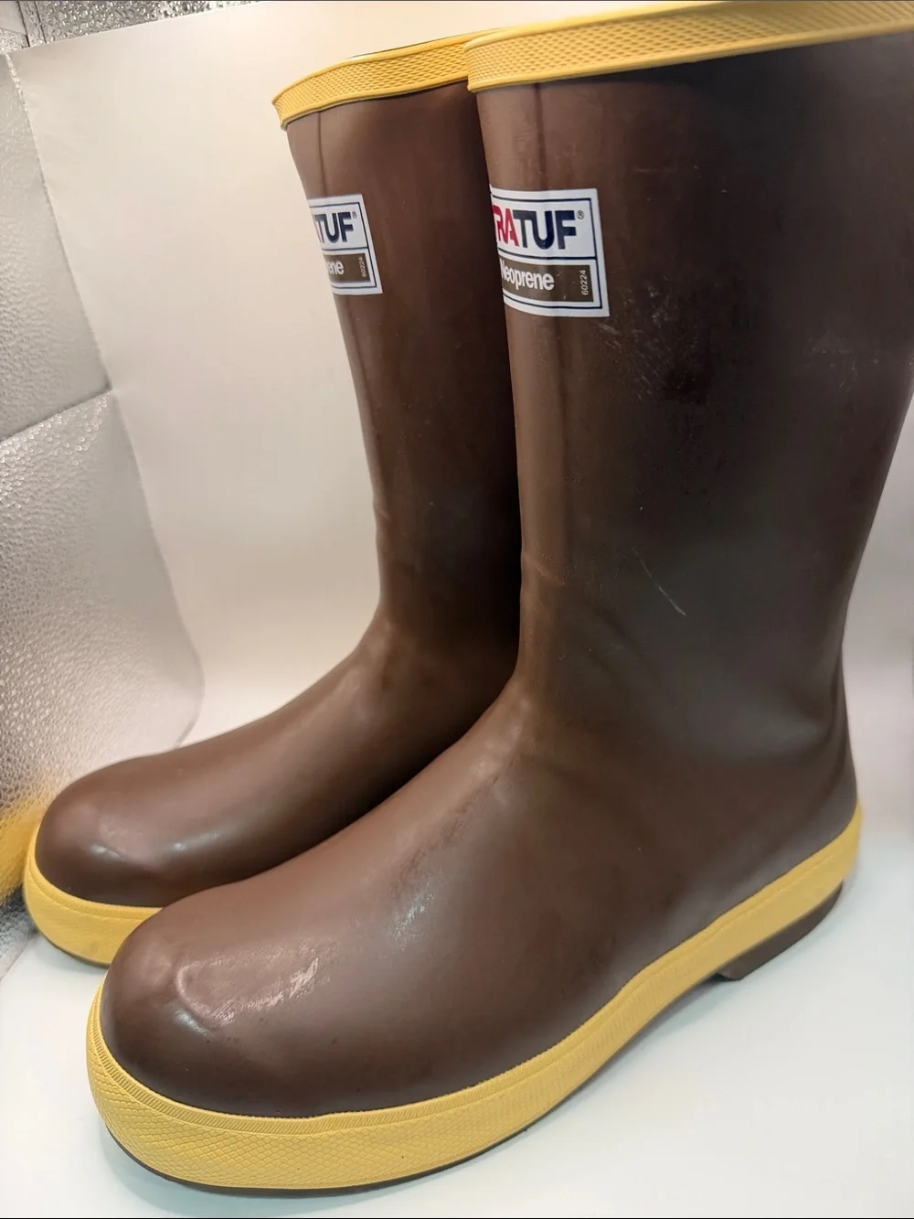 XTRATUF Men’s Brown Neoprene Rain & Snow Boots with Yellow Sole